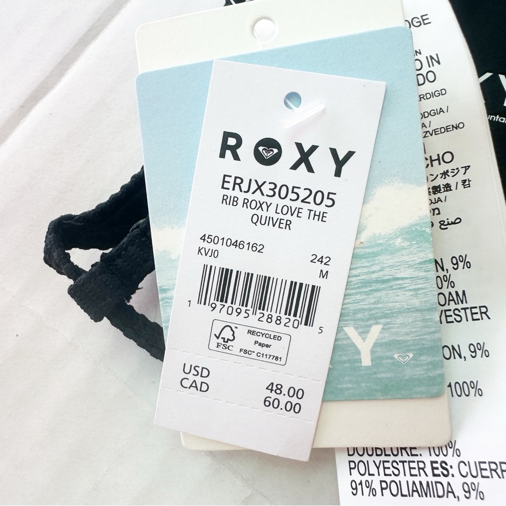 Roxy Black Ribbed Triangle Bikini Top - Picture 15 of 16